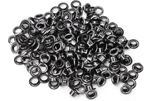 PSSOPP 100 pièces Kit œillets œillets en laiton métal œillets avec rondelle chaussures vêtements toile cuir bricolage projets diamètre intérieur 4mm(Noir)