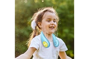 Urmaxs Mini Ventilador de Cuello Portátil Silencioso Para Niños，Portable Neck Fan 3+1 (3 Velocidades + 1 Modo Inversor)，Ventiladores Para Cuello Portatiles de Viaje Recargable.