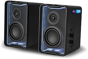 Edifier QR30 Haut-Parleur du Bureau Actif avec Bluetooth V5.4, Effets Lumineux dynamiques - 30 Watts RMS - Noir