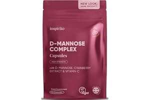INSPIRIKO D Mannose 1000Mg Tablets Complex - 3-in-1 D-mannose Capsules with High-Strength Cranberry Extract & Vitamin C. 120 Capsules. Made in UK