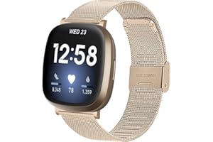 INF Stainless Steel Watch Band Metal Strap Replacement Strap for Fitbit Versa 3 watch Gold