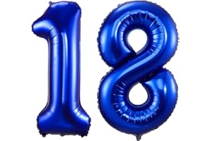 IEFOAH 40inch Number 18 Balloon, Giant Dark Blue Birthday Balloon for 18th birthday, Foil Mylar Navy Blue 18 Balloons Decoration for Birthday Party, Wedding, Anniversary, Graduation (Navy Blue, Number 18)