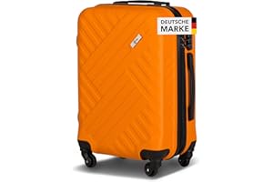 Xonic Design Reisekoffer - ABS Hartschalen Koffer mit 360° Leichtlauf-Rollen - hochwertiger Trolley mit Zahlenschloss in M-L-XL oder Set (Orange, M)