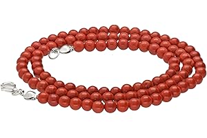 Lebensquelle Plus Edelstein Kugelkette + 925 Silber Verschluss | Ø 4mm Kugeln Karabinerverschluss 45cm lang | Hochwertige Kette