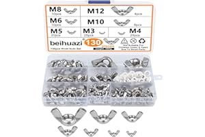 Beihuazi® - Set di dadi ad alette M3 M4 M5 M6 M8 M10 per utensili fai da te