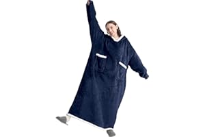 Emwwat Extra Lange Hoodie Decke, Übergroße Sherpa Hoodie Decke für Damen und Herren, tragbare Decke Hoodie mit Ärmeln und Riesentasche