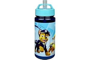 Scooli Botella para niños con diseño, de plástico sin bisfenol A, aprox. 500 ml de capacidad, pajita integrada, ideal para la guardería y la escuela