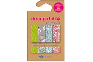 Décopatch DP047C - A Pouch of 4 Décopatch Sheets - Dimensions : 30x40cm Printed Papers, Botanical Garden - Mix & Patch - from 5 Years, DIY, Design, Renovation
