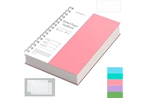 EMSHOI Notebook A5 Bullet Dotted Journal, 300 Pages/150 Sheets, 100gsm Dot Grid Paper, Waterproof Hardcover, Spiral Wirebound Notepad for Women Men Office School Work Writing, 14.5 x 21cm, Pink