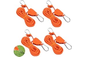prota Abspannseile mit Seilspanner 4m, 4 Stück Reflektierend Abspannseile Seil, 4mm Leichte Abspannleine Zeltschnur Einstellbare Seilratsche mit Haken für Campingzelte Markisen Orange
