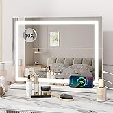 YU YUSING Makeup Mirror with Light, 58 x 48 cm, 3 Adjustable Lighting Modes, Vanity Mirror, Table Mirrors, Touch Controls, US