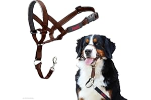 Collar Ronzal HALTI - para Evitar Que tu Perro Tire de la Correa, Ajustable con Banda de Nariz Acolchada. Adiestramiento canino antitirones Collar para Perros Grandes (Talla 4, Nogal Profundo)