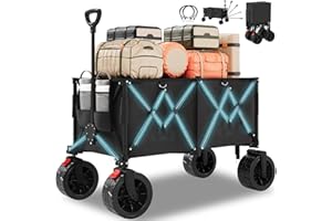 Homall 260L Folding Camping Trolley with Large Wheels Load Capacity of 150KG, XXXL Festival Trolley Heavy Duty Collapsible Cart for Outdoor Garden Beach Picnic Shopping with Adjustable Handle