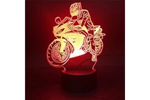 Jinson well Lampada 3D per moto auto a LED illusione ottica, 7 colori cambiamento, Touch Switch da tavolo, base acrilico USB, giocattolo regalo