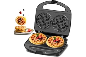YASHE Double Mini Waffle Maker, Non-Stick Waffle Machine,Cast iron waffle maker, Automatic Temperature Control, Cool Touch Handle