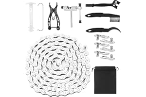 ENJOYTHINK Bike Chain, 6/7/8 Speed Chain 116 Links (1/2x3/32"), Bicycle Chain Tool Includes Link Plier, Cleaning Brush, Cutter & Inspection Gauge, Bicycles Splitter Link Remover Chain Repairing Tool for Road Bik
