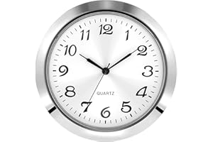 HICARER 2-1/8 Zoll (55 mm) Quarzuhreinsatz, Zink-Legierung Metallgehäuse, Arabische Ziffer, Weißes Gesicht (Silbern)