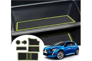 GAFAT Nuovo Peugeot 208 e-208/ Peugeot 2008 e-2008 2020-2024 2025 Tappetini Antiscivolo in Gomma, Peugeot 208 2023 Console Centrale, Braccioli, Supporto per Bevande, Cuciture Porta (Giallo-Verde 1)
