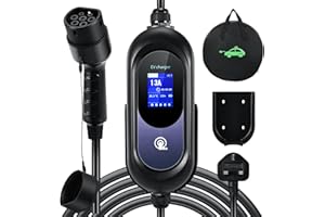 EVJUICION 15M EV Charger Cable Type 2 to 3 Pin Plug, 6/8/10/13A, 12 Hours Delay Timer, IP67 Waterproof, 3.3kW Electric Car Charger with Controllable Digital Display, EV Cable Holder and Cable Bag