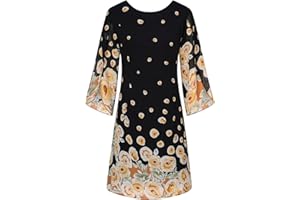 GRACE KARIN Robe d'été en Mousseline de Soie Manches 3/4 Coupe Ample de Mariée Robe de Cocktail élégante pour Soirée