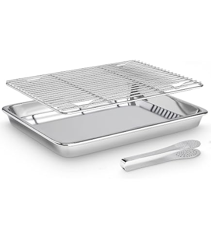 Navaris Baking Trays Set - 2 Quarter Sheet Pans And Rack 12.2\" X 9.6\" X...