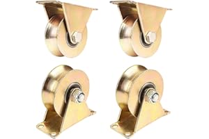 YIZZWTC 4 Pezzi Ruote con Scanalatura a U, Puleggia Carrucola per Edilizia, Puleggia di Sollevamento, Ruota Cancello Gola U per Stendibiancheria, Sistema di Puleggia, 300kg (48mm-4 Pezzi)