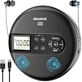 MEGATEK Taşınabilir CD &Ccedil;alar, Bluetooth İletim ve Alma ile Kişisel Walkman, FM Transmit, CD-R/RW ve MP3 CD'leri Uyumlu, USB, 