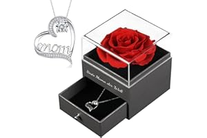 ‎YAMONIC Yamonic Muttertagsgeschenke für Mama,Muttertag Rose Geschenke für Mama,Ewige Rose mit “MOM” Halskette,Beste Mama der Welt Mutter,Geschenke zum Muttertag,Geburtstagsgeschenke für Mama,Mutter Geschenk