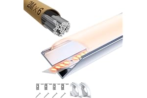 LASLUX 6 Pezzi Profilo LED Angolare 45° in Alluminio Bianco 2m con Diffusore per Strisce LED Cartongesso, 2000x15,8x15,8mm