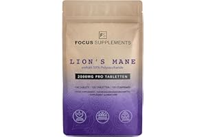 ‎FOCUS FS Lions Mane Igel-Stachelbart | 120 Lionsmane Tabletten - 2000mg Löwenmähne Pilz pro Portion | Hochdosierter Lion's Mane Mushroom | Gentechnik-, gluten- und allergenfrei | Hergestellt in GB