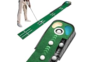 CERULETREE Golf Putting Mat, Putting Green Mat Indoor Golf with Auto Ball Return and 3 Holes, Home Training and Practice Aid Putting Mat for Men, Golf Putting Mat Suitable for Office, Recreation Room, Patio