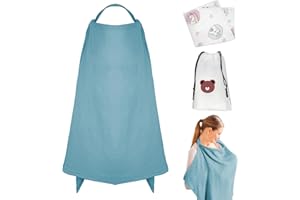 JOKUREAO 3 Stück Teiliges Stillschürze Set, Atmungsaktives Musselin Stilltuch für Babys, Aufbewahrungstasche & Mulltuch, Multifunktionales Stillcover für Unterwegs