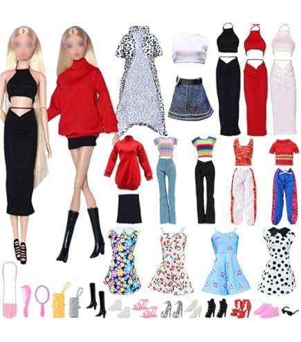 50pcs Vu00eatements Accessoires Poupu00e9e Contient 3 Robes Mariu00e9e U00c0