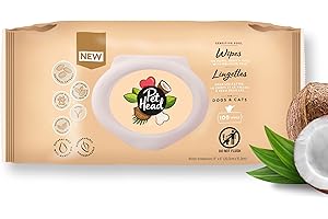 Pet Head Lingettes Sensitive Soul pour Chiens et Chats Lot de 100 | pour Les Pattes, Le Corps et Le Visage | Parfum Noix de Coco avec Aloe Vera