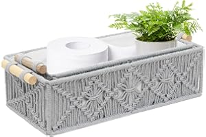 BASVII Juego de 2 Cestas Almacenaje Baño Tejidas, Estilo Bohemio, Cestos Almacenaje Hecha a Mano, Se Puede Utilizar Como Cesta de Almacenamiento Para Bebés, Cajas Almacenaje Decorativas (Gris)