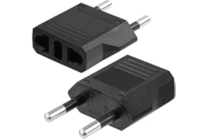AXFEE Adaptateur Prise Universelle, 2 Pièces Adaptateur Prise Europe de Voyage, US/Chine/Japon/CanadaMexique vers France/Allemagne/Europe Adapter pour Voyage US vers EU, Noir