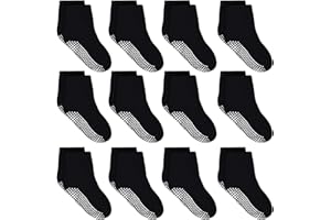 ELUTONG Toddler Non Slip Socks 12 Pairs Boys Girls Anti Skid Socks Grip Socks for 1-10 Years Kids Children