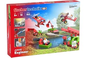 fischertechnik 564066 JUNIOR Engineer – kit di costruzione per bambini dai 5 anni in su, giocattolo con rotore solare e cilindro pneumatico