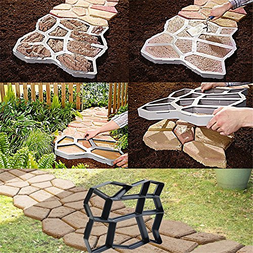 MCTECH® D.I.Y. Betonform Schalungsform BetonPflasterform Pflastermacher Zufällige/ Rechteck Muster von , Gehwegen, Trittsteinen, Garten (Zufällige Muster, 3 Stücke) - 7