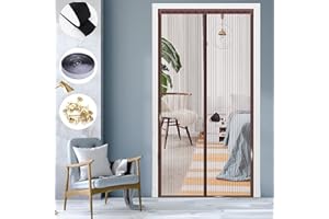 KZhanmy Cortina Mosquitera Puerta Exterior, Mosquitera Puerta Magnetica,Se Puede Usar para Puertas Exteriores, Habitaciones para NiñOs, Puertas De BalcóN,-Brown-A|| 90x205cm(35x80inch)