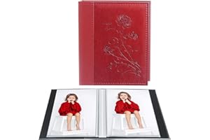 Miaikoe Small Photo Album 6x4 2 Packs, Each Pack Holds 50 Vertical Pictures, Slip in Top Loading Photo Albums Only 10x15cm for Artwork or Postcards Storage (Red)