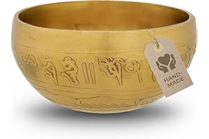 AVANDA Tibetan Singing Bowl Flower of Life for Yoga, Meditation and Relaxation, Diameter 10 cm, 400 g, Matte Surface, Traditional Handmade …