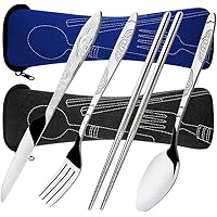 SENHAI 8-teiliges Besteck-Set, Messer, Gabel, Löffel, Essstäbchen, 2 Stück, rostfreies Edelstahl-Geschirr mit…