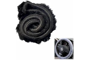 TUKNN Car Steering Wheel Cover, Fluffy Plush Steering Wheel Cover, 36-39 cm, Anti-slip, Warm Plush, Protector Stretch Auto Accessory Decoration for Women and Men, Black