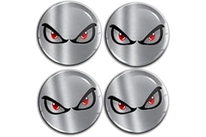 Biomar Labs® 4 x 55mm 3D Adesivi in Silicone per Coprimozzo Cerchione Copricerchi Tappi Ruote Auto Tuning No Fear Eyes Silver Black Senza Paura Occhi Argento Nero A 10355