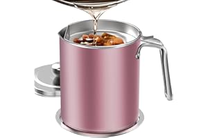 Chihee Barattolo Contenitore Colino Olio, Contenitore Barattolo in Acciaio Inossidabile 2 l per Olio con Rete Fine Adatto per Conservare Olio da Frittura Il Grasso di Cottura