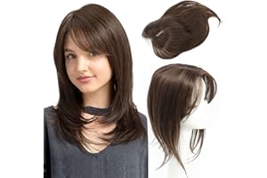 NEXYSHE Topper per capelli da donna, 35,6 cm, per diradare i capelli, castani, extension con clip in frangia 12,7 x 14 cm, per donne con capelli diradati