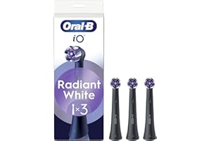 Oral-B Testine di Ricambio iO Series Radiant White Black, 3 testine rotonde originali per Spazzolino Elettrico, rimozione della placca, per lo sbiancamento dei denti