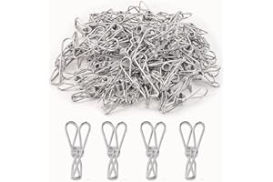 Plstod Mollette per Bucato 60 pezzi, Mollette da Bucato in Acciaio Inox Mollette Fermagli per Stendibiancheria in Metallo per Asciugamani, Vestiti, Calzini, Lime per Alimenti (Argento)