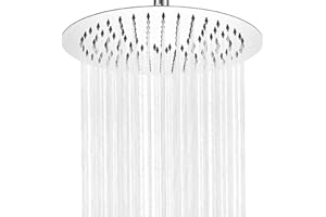 Auralum Rociador Ducha Ø25 cm Redondo, Cabezal Ducha lluvia de Acero Inoxidable 304, Alcachofa de Ducha Grande con Giratorio 360°, Autolimpiables/Antical,Cromado